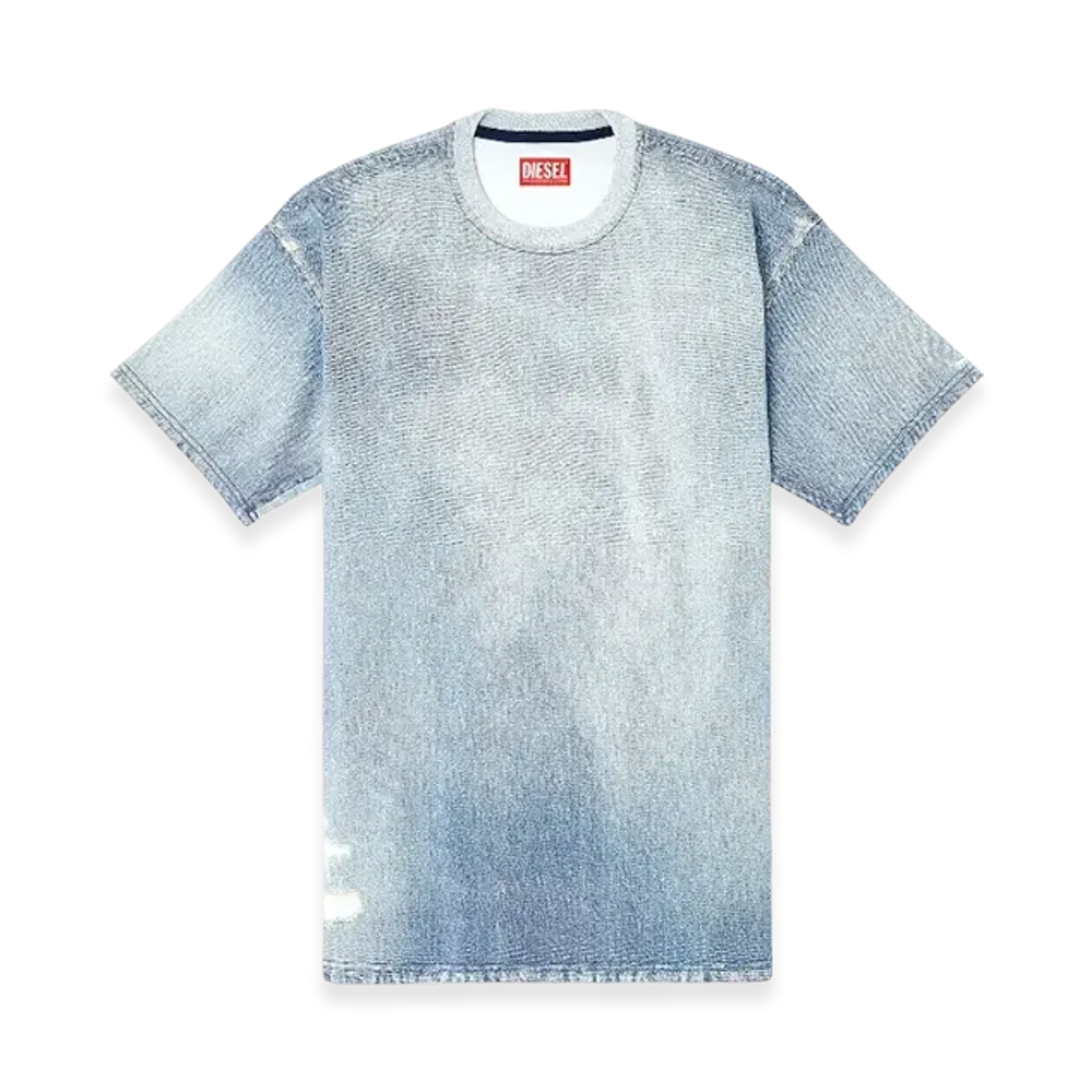 Diesel D-Box Jogg T-Shirt In Printed Bleach-Effect Joggjeans "Light Blue"
