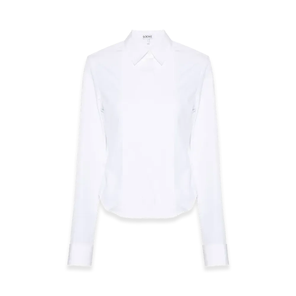 LOEWE Women's Pleated Cotton Shirt "White"