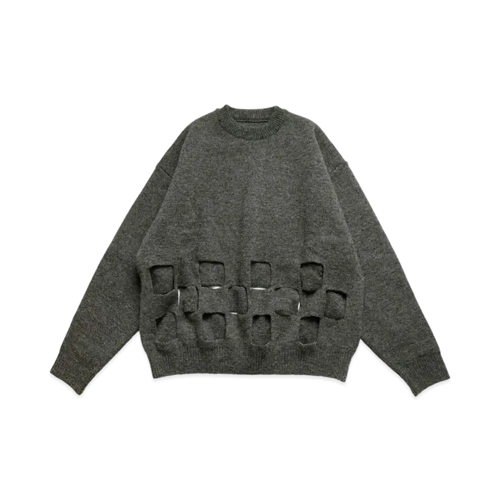 KAPITAL 7G Wool Wind Pen Big Crew Sweater "Charcoal"