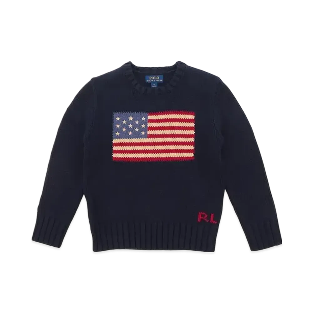 Polo Ralph Lauren Kids Flag Cotton Crewneck Sweater Kids "Navy"
