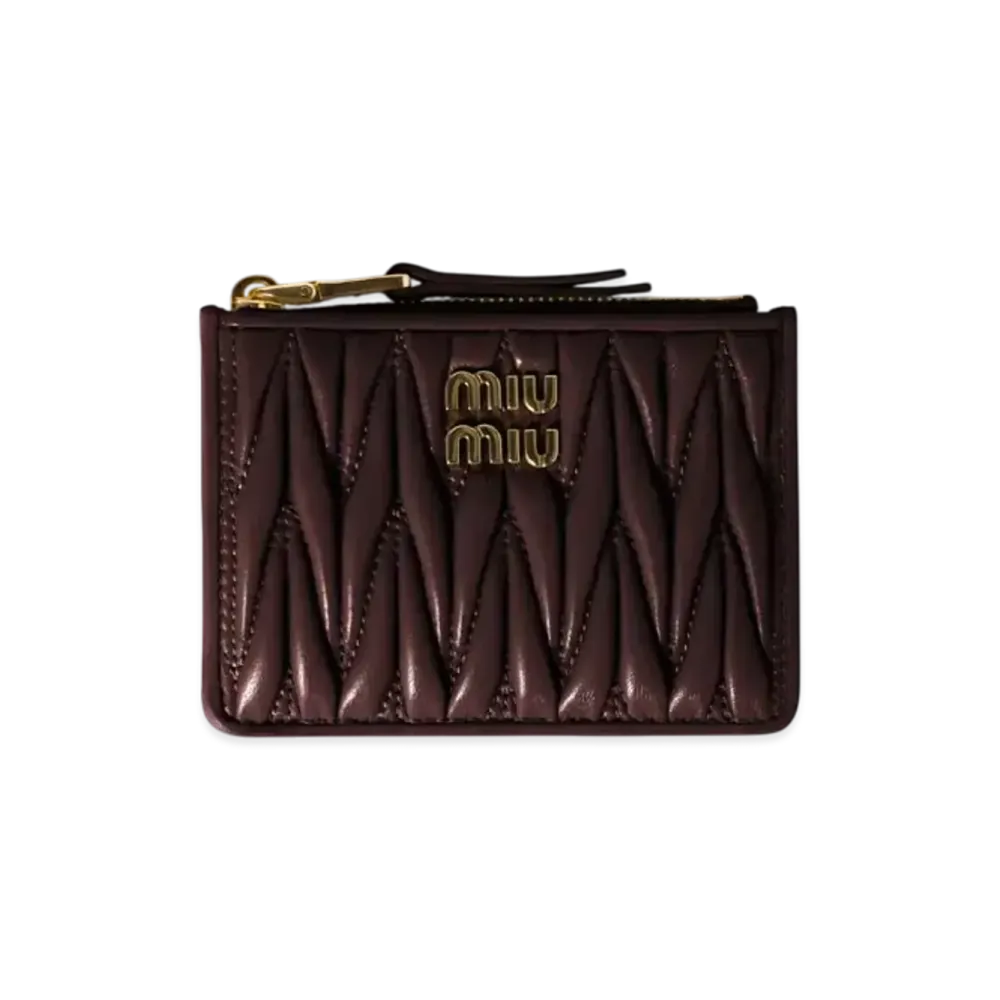 MIUMIU Matelasse Nappa Leather Card Holder "Brown"