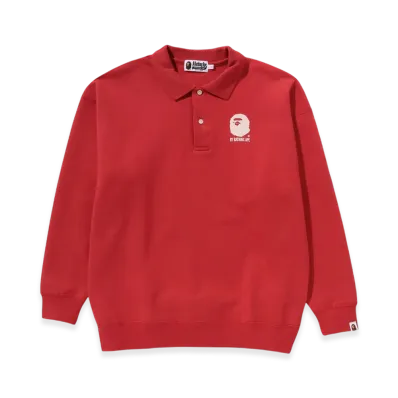 A BATHING APE By Bathing L/S Polo Shirt "Red"