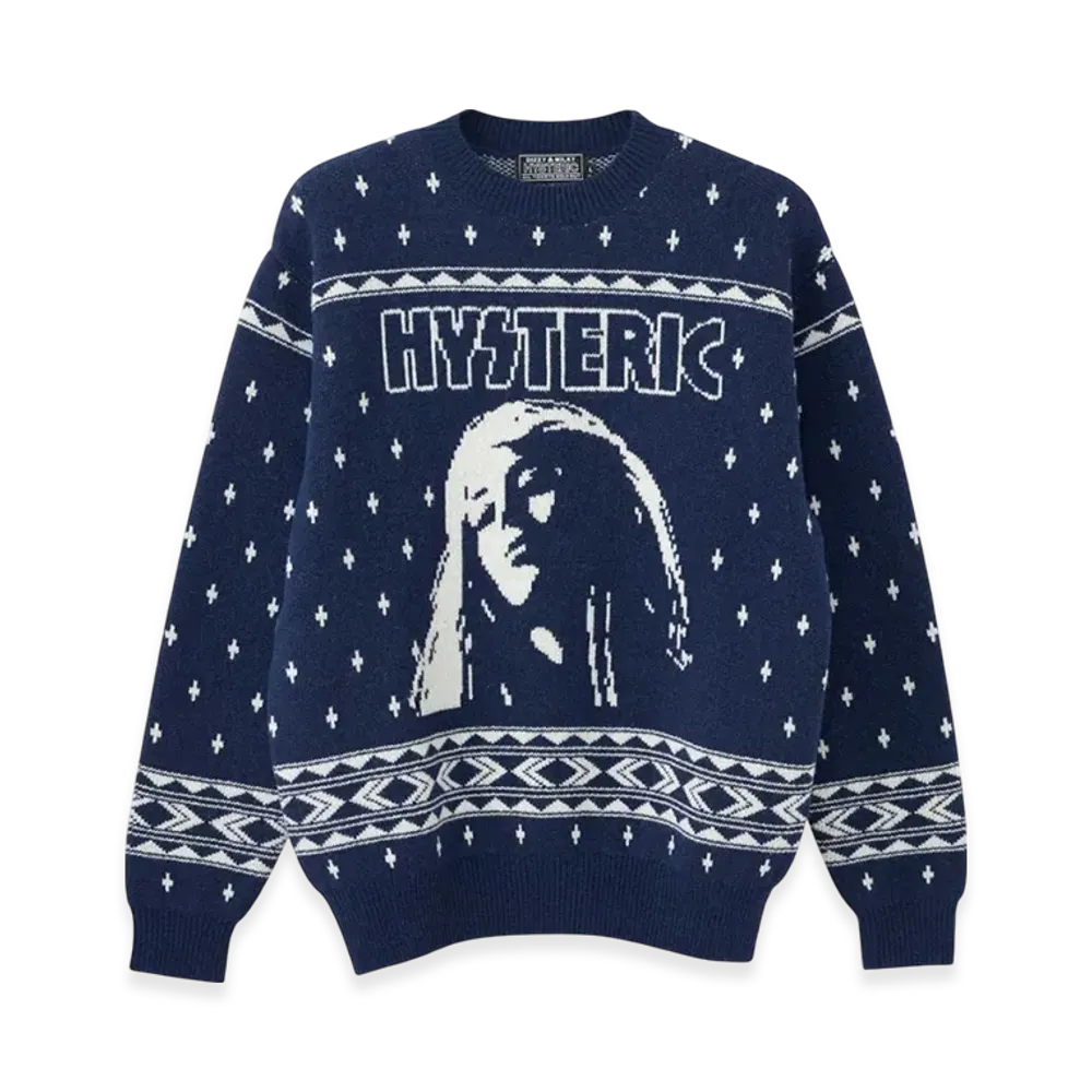 HYSTERIC GLAMOUR HYS Nordic Jacquard Sweater "Navy"