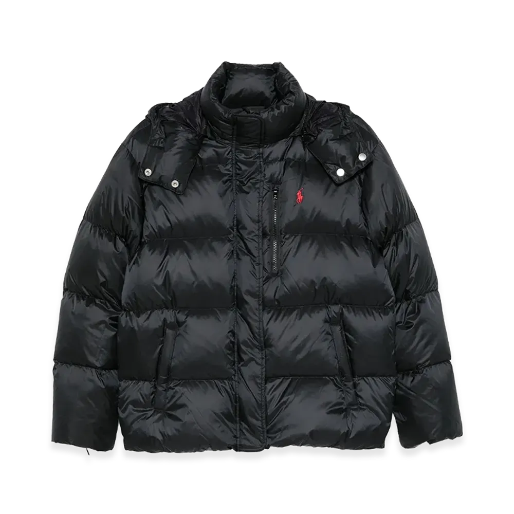 Polo Ralph Lauren Women's Water-Repellent Quilted Down Jacket With Detachable Hood "Black"