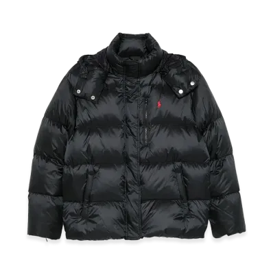 Polo Ralph Lauren Women's Water-Repellent Quilted Down Jacket With Detachable Hood "Black"