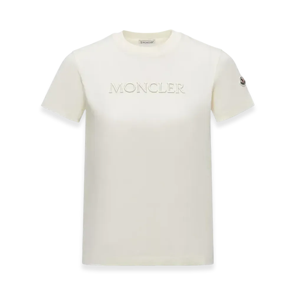 MONCLER Embroidered Tonal Logo Cotton T-Shirt "White"