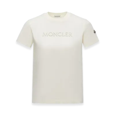 MONCLER Embroidered Tonal Logo Cotton T-Shirt "White"