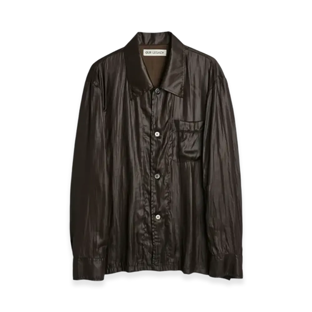 OUR LEGACY Waltz Shirt Liquid Poly "Glazed Brown"