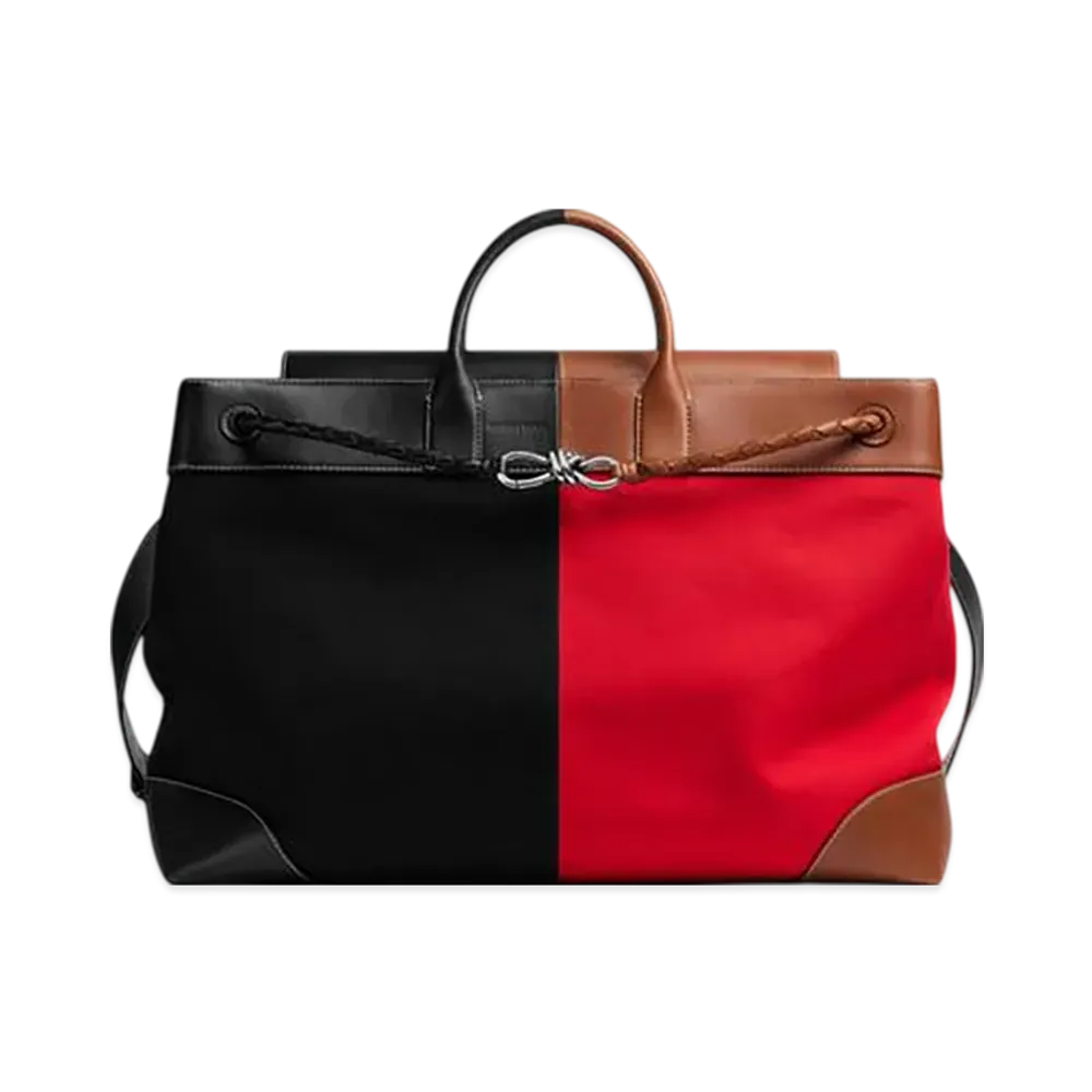 Bottega Veneta Large Andiamo Voyager "Black/Scarlet/Light Wood"