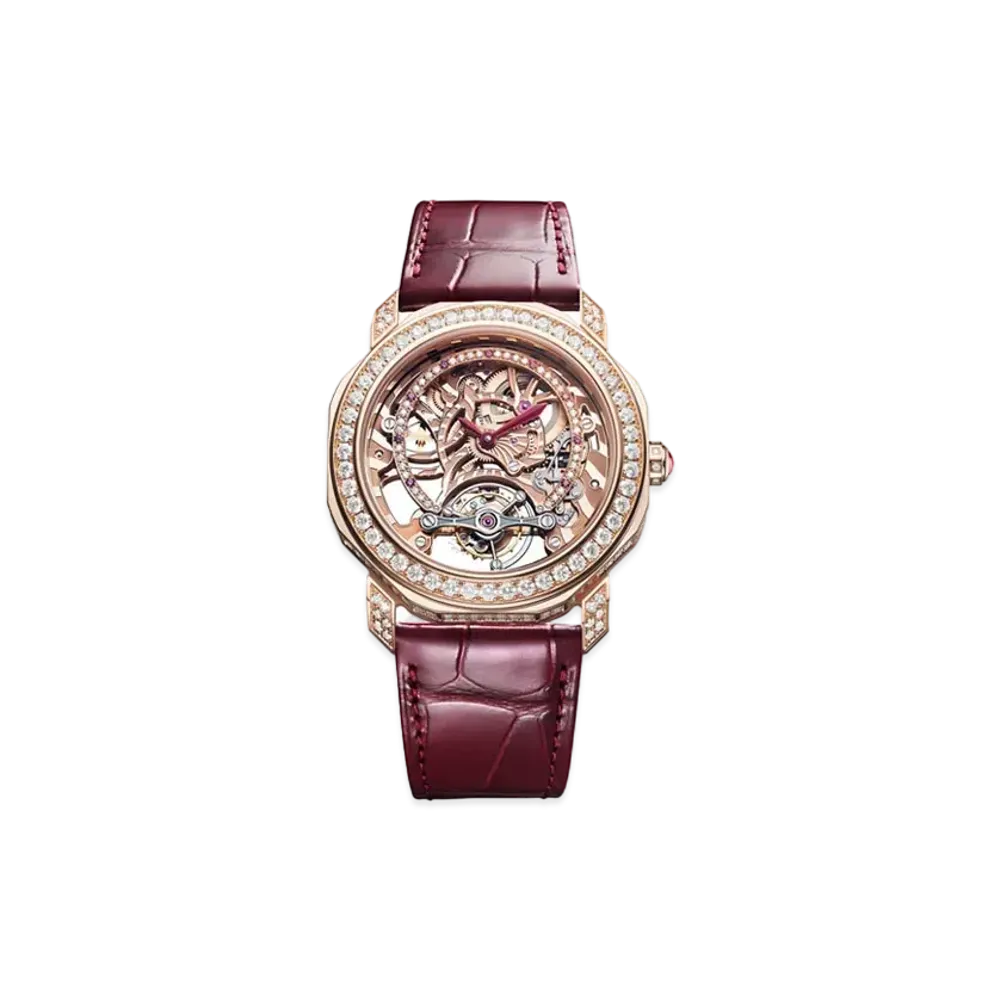 BVLGARI Octo Roma Watch "Pink Gold/Red"