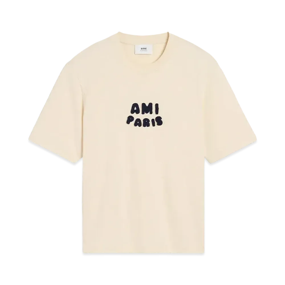 AMI PARIS Paris Patch Tee "BlancCreme"