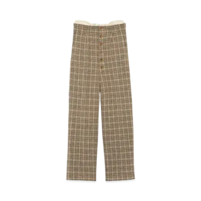 FUMIKA UCHIDA Plaid Tweed High-waist Slacks "Plaid Beige"