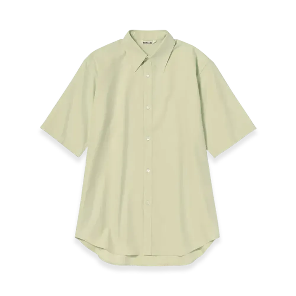 AURALEE Washed Finx Twill Half Sleeved Shirt "Light Green"