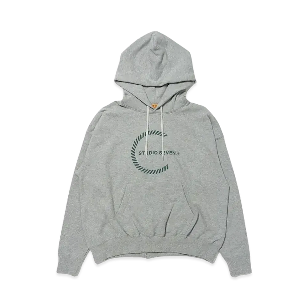 STUDIO SEVEN Circle Caution Logo Hoodie "HEATHER GREY"