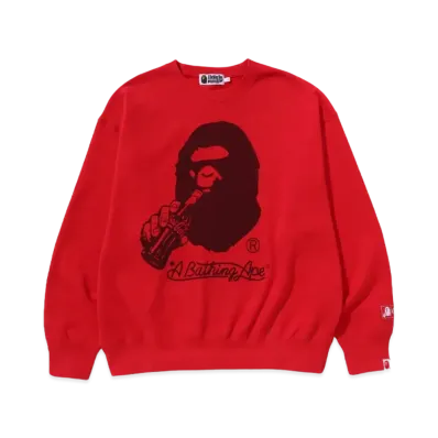 A BATHING APE x COCA COLA Ape Head Crewneck "Gray"