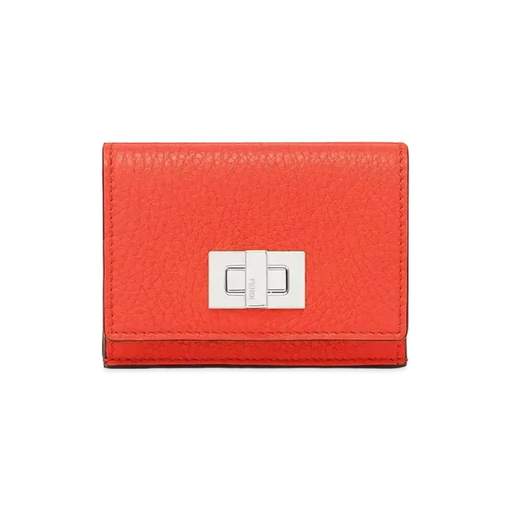 FENDI Micro Three-Fold Wallet Leather Wallet "Red"