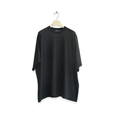 COMOLI Cotton Mesh Short Sleeve T-Shirt "Black"