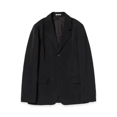 AURALEE High-Twist Wool Linen Twill Jacket "Black"