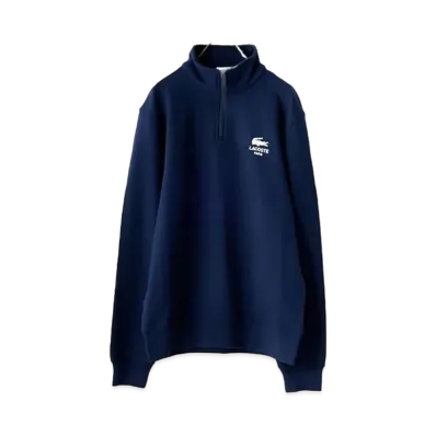 LACOSTE One Point Logo Print Half Zip Sweatshirt "Navy"
