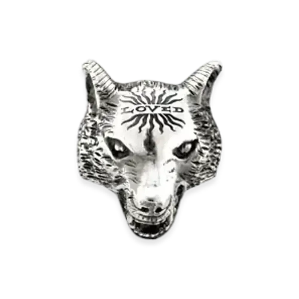 GUCCI Anger Forest Wolf Head Ring "Silver"