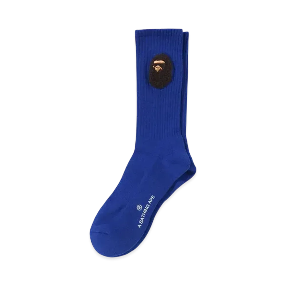 A BATHING APE Balloon Yarn Ape Head Socks "Blue"