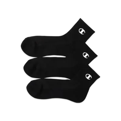 Champion 3 Pairs Quarter Length Socks "Black"