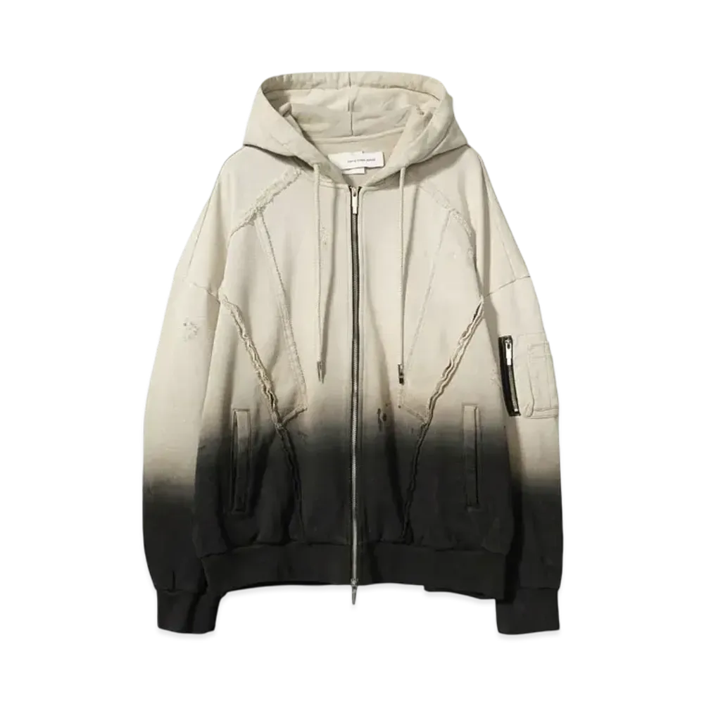 Feng Chen Wang DECONSTRUCTION ZIP HOODIE "BLACK"