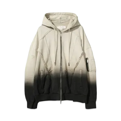 Feng Chen Wang DECONSTRUCTION ZIP HOODIE "BLACK"