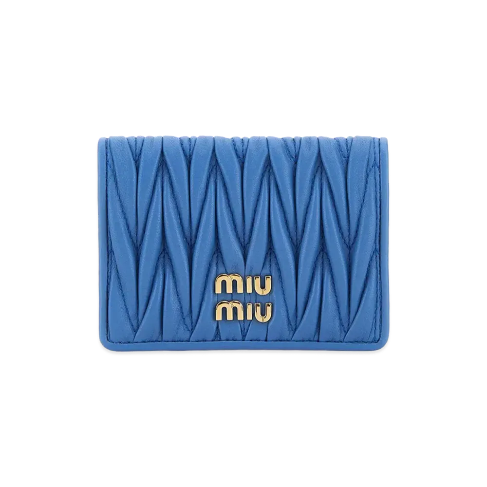 MIU MIU Women's Nappa Leather Card Holder "Cerulean Blue"