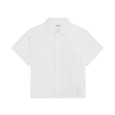 CELINE Women's Shirt in Broderie Anglaise Cotton "White"
