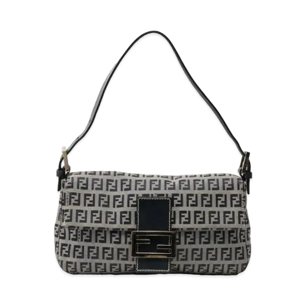 FENDI Zucchino Mama Baguette Canvas Semi Shoulder Bag "Gray"