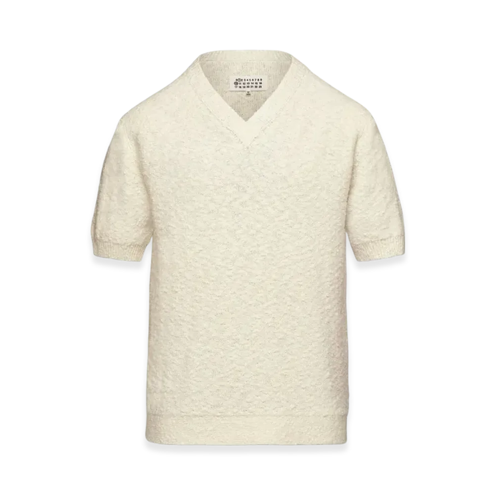 Maison Margiela Women's Nostalgic Boucle Knit Top "Off White"