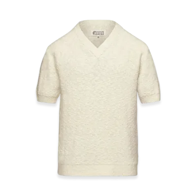 Maison Margiela Women's Nostalgic Boucle Knit Top "Off White"
