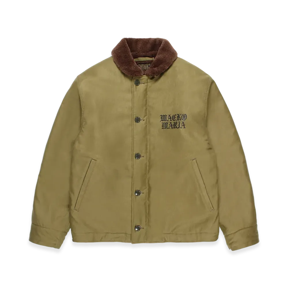 WACKO MARIA Alpaca Boa N-1 Deck Jacket "Khaki"