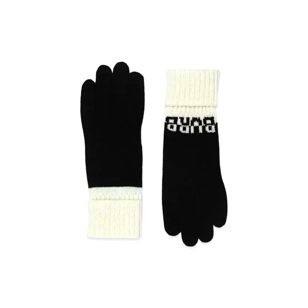 Burberry Logo Intarsia Two-tone Cashmere Gloves "Black/White"