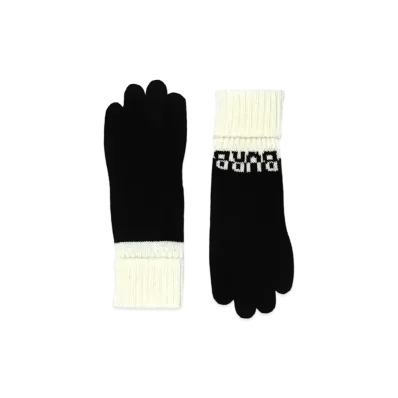 Burberry Logo Intarsia Two-tone Cashmere Gloves "Black/White"