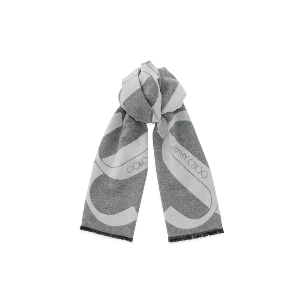 Jimmy Choo Jordyn Wool Scarf With JC Logo "Dusk"