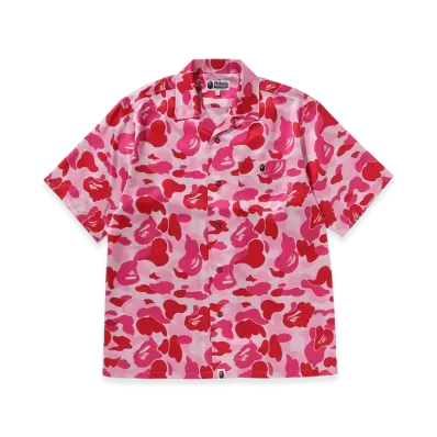 A BATHING APE ABC Camo Open Collar SS Shirts "Pink"