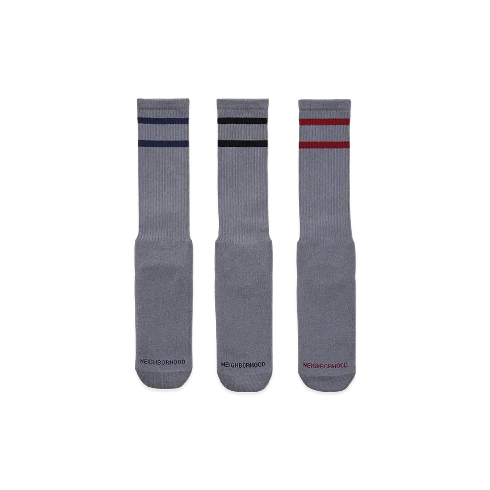 NEIGHBORHOOD Classic 3Pack Socks "GRAY"