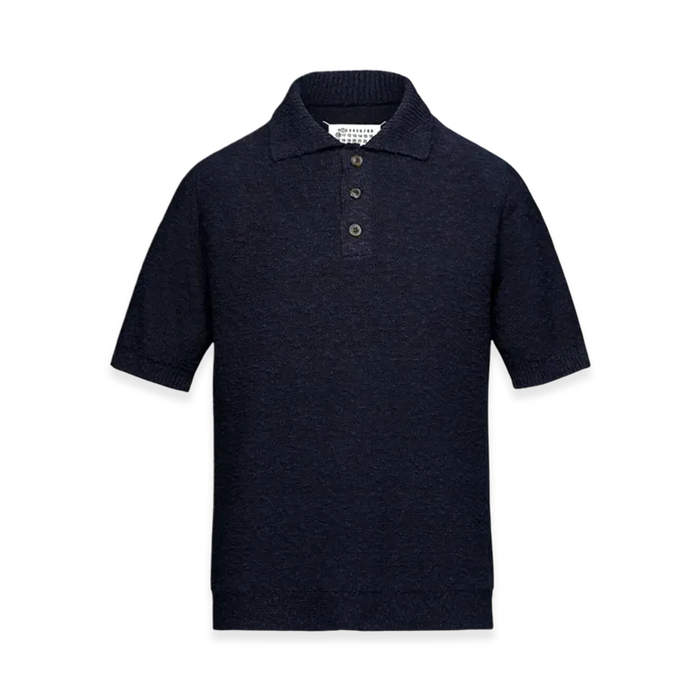 Maison Margiela Women's Nostalgic Boucle Knit Polo Shirt "Blue"