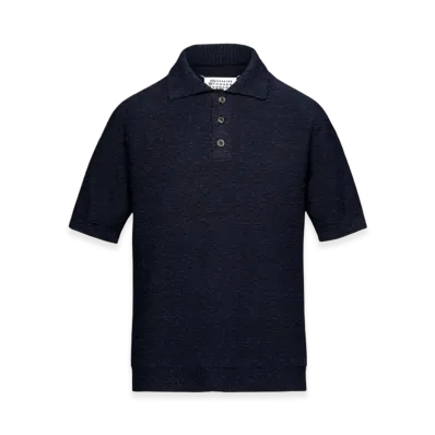 Maison Margiela Women's Nostalgic Boucle Knit Polo Shirt "Blue"