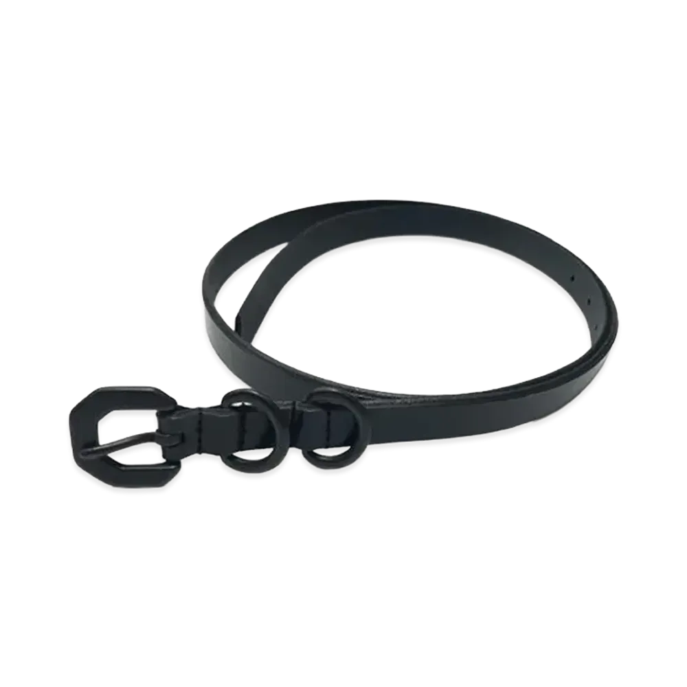 ANCELLM Narrow Leather Belt "Black"