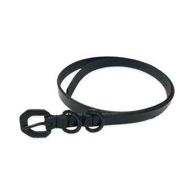 ANCELLM Narrow Leather Belt "Black"