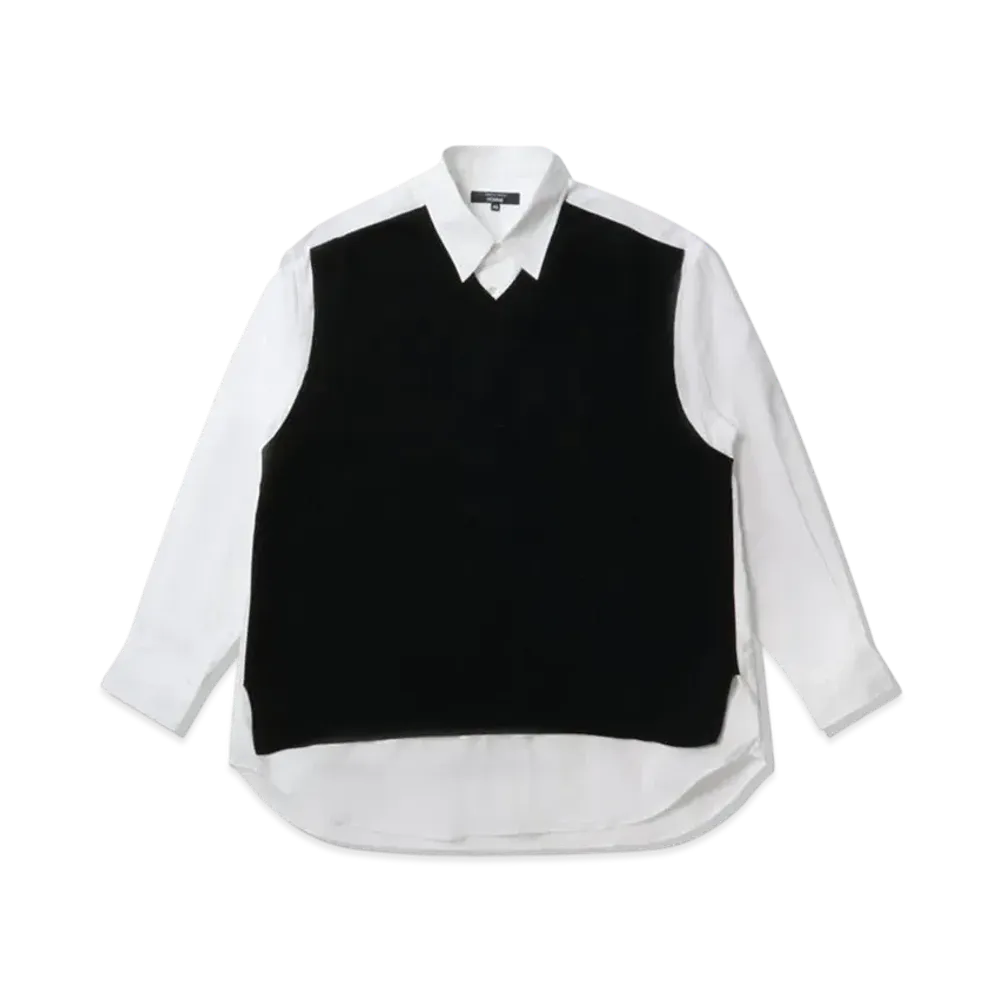 COMME des GARCONS HOMME Cotton Broad x Polyester Knit Shirts "White/Black"
