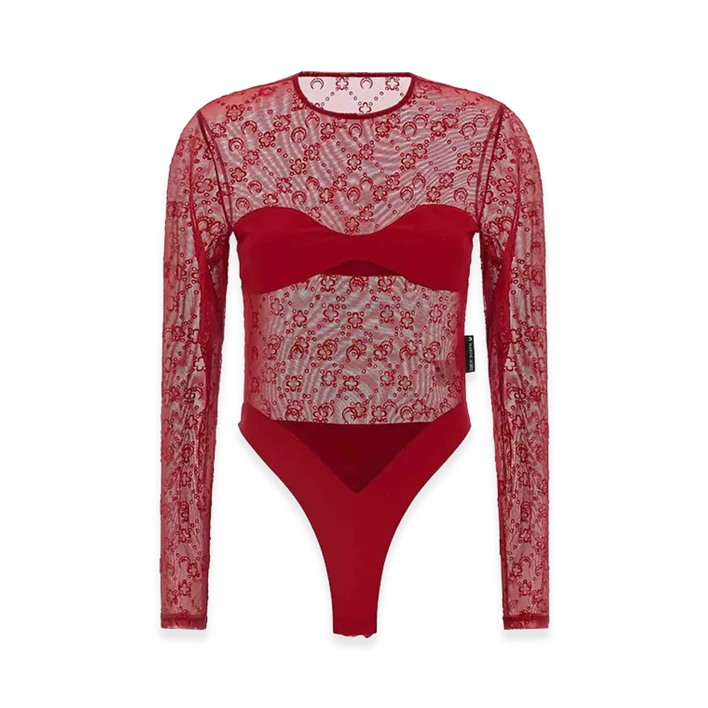 Marine Serre Women's 'Moonogram' Bodysuit "Red"