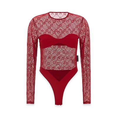 Marine Serre Women's 'Moonogram' Bodysuit "Red"