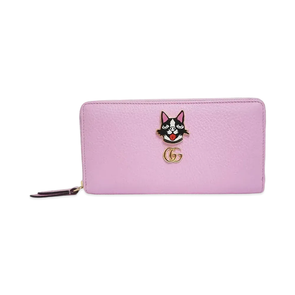 GUCCI GG Marmont Bosco Zip Around Wallet "Pink"