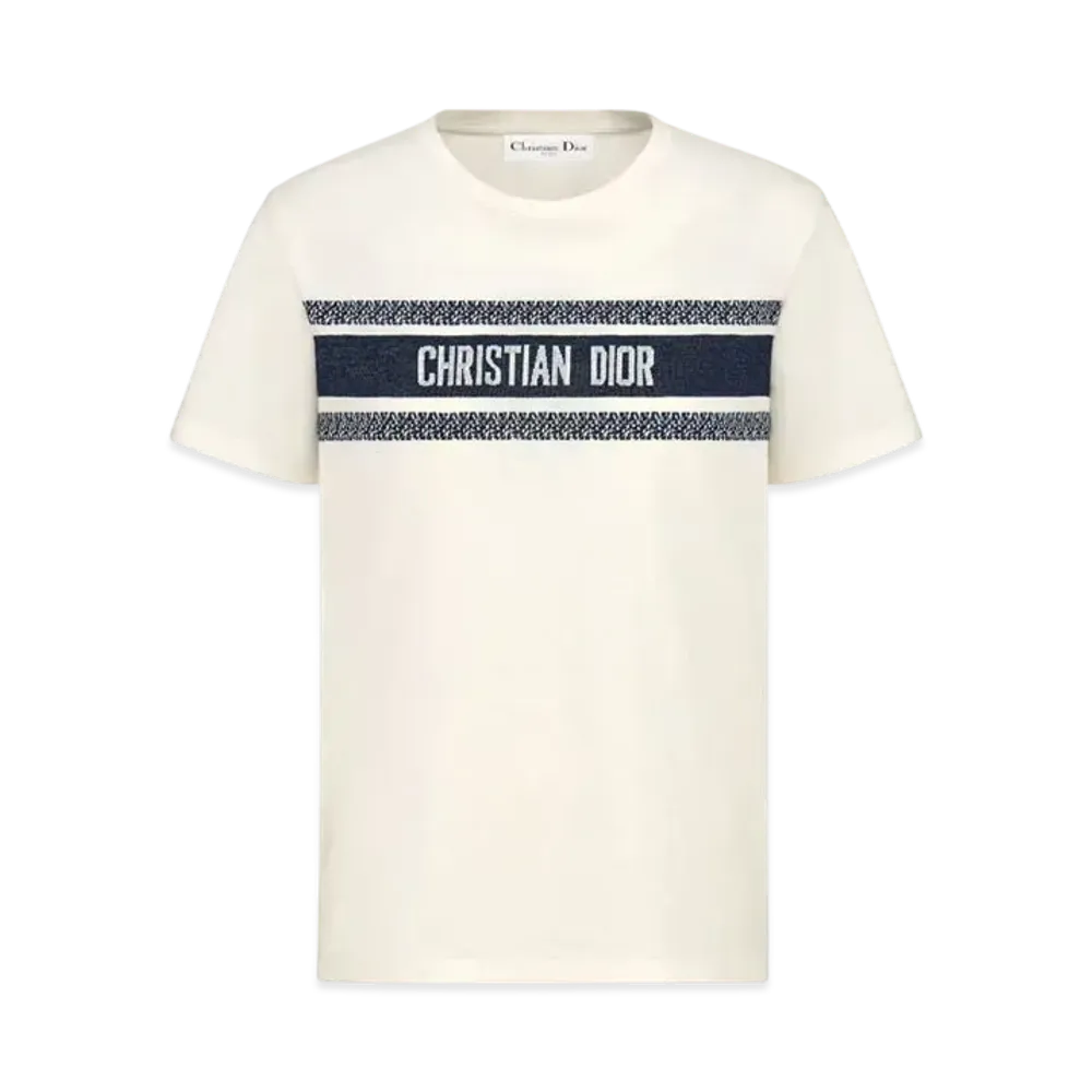 Dior T-Shirt Cotton Jersey "White/Navy Blue"