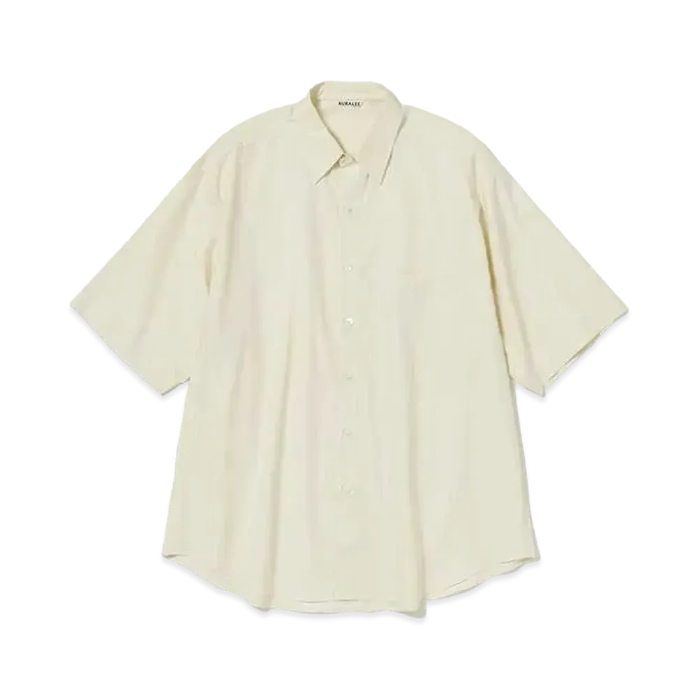 AURALEE Washed Finx Twill Big Half Sleeved Shirt "Light Yellow"