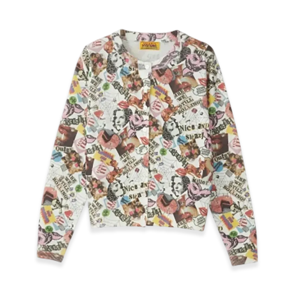 HYSTERIC GLAMOUR Killer Queen Print Cardigan "Multi"